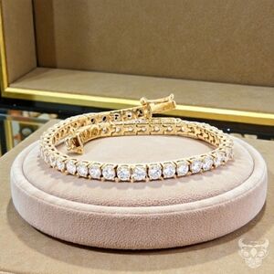 DIAMOND SIMULANT 18K YELLOW GOLD OVER STERLING SILVER  BRACELET 7.25